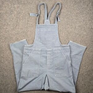 Aerie Corduroy Overalls Womens Medium Blue Raw Hem Wide Leg Boho Chic Indie
